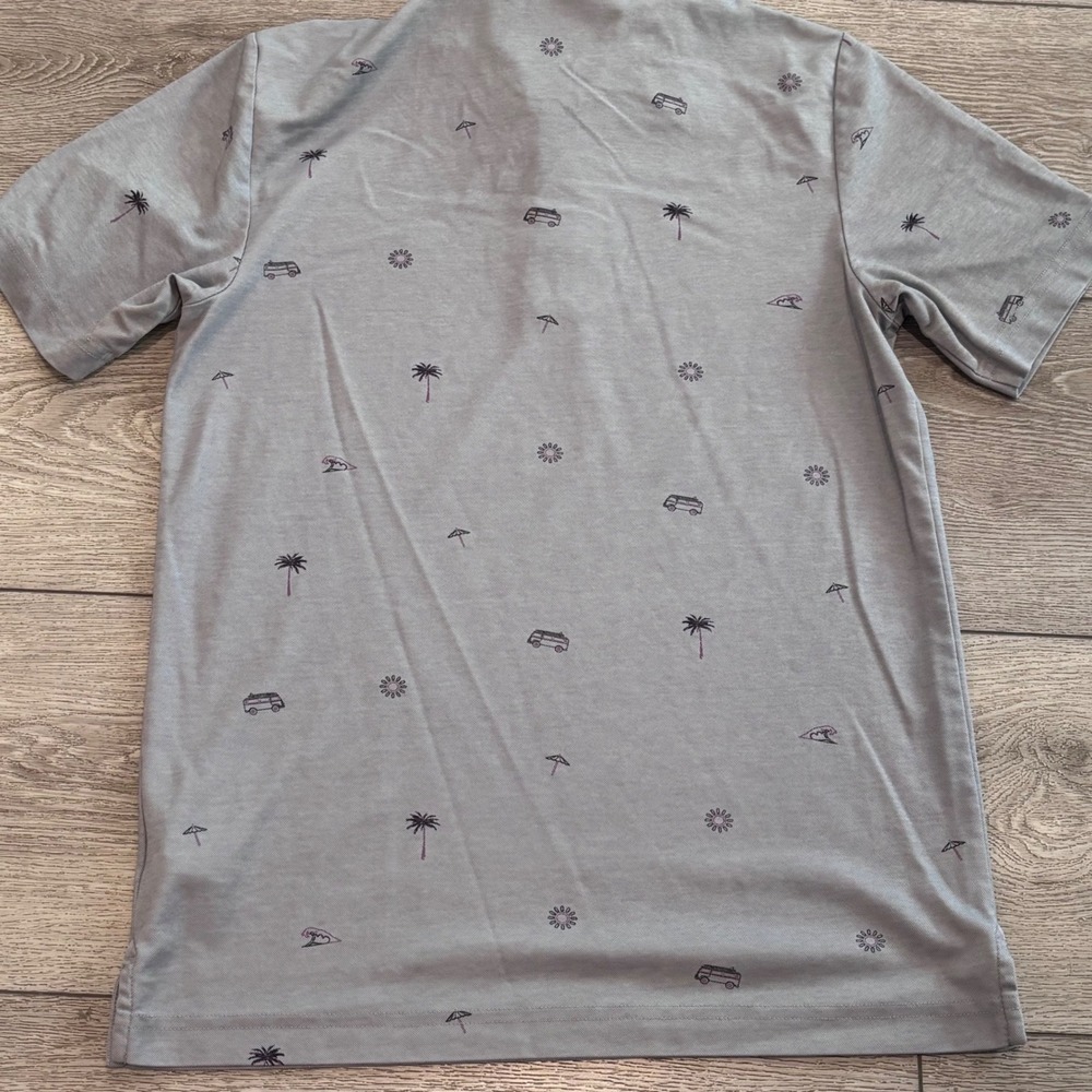 Travis Mathew Polo Shirt Mens Small Gray Beach Print AOP‎ Golf Casual Preppy - Picture 8 of 8